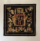 Vintage de France presents: Hermès: Black silk scarf with motif 'Le Temps Des Marionnettes'.