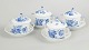 L'Art presents: Royal Copenhagen Blue Flower Curved, set of four bouillon cups with matching saucers.