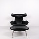 Osted Antik & Design presents: Ox Chair with Ottoman Model EJ100 in Black Leather by Hans J. Wegner for ...