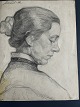 Tegning af Erick Struckmann - Portræt af kvinde 1899.