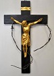Gilded wooden figure, Christ on the cross, 20th century.