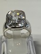 Ladies Ring with Clear Stone in Sterling SilverSize 62