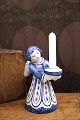 L. Hjorth ceramic angel with blue glaze holding a small ...