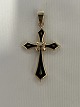 Antik Huset presents: Cross with black enamel Pendant in 14 caratsStamp: 585.