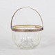 L'Art presents: Glass sugar bowl with silver-plated handle.