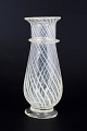 L'Art presents: Fyens Glasværk white spiral-decorated hyacinth glass vase.