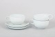 L'Art presents: Grethe Meyer for Royal Copenhagen, set of three Blue Line teacups with matching saucers.
