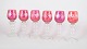 L'Art presents: Set of six Bohemian red wine glasses.