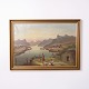 Painting on Canvas Depicting a River through a Mountain ...