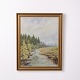 Landscape Painting on Canvas with Gilt Frame from the 1950s