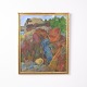 Painting on canvas with colorful motif in a gilt frame ...
