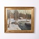 Signed painting on canvas depicting a snowy landscape, ...