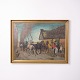 Signed painting on canvas depicting horses, framed