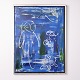 Painting on canvas in blue tones, signed '08'