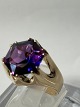 Vintage / Cocktail ring with amethyst in 14 caratsSize 57