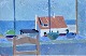 Dansk Kunstgalleri presents: "From the artist's studio, Bornholm" Oil painting on canvas in a silver frame. The ...