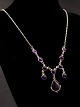 Sterling silver vintage necklace with amethysts