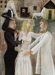Dansk Kunstgalleri presents: "The Bride" Oil painting on canvas in natural frame.