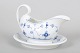 L'Art presents: Royal Copenhagen Blue Fluted Plain sauce boat with attached stand.