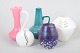 Set of five art glass vases and art glass objects.