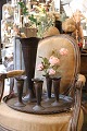 Decorative, old French flower vases from a flower shop in metal….