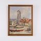 Osted Antik & Design präsentiert: Gemälde auf Leinwand mit Motiv des Hafens von Dragør von B. Tandberg