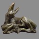Antik Damgaard-Lauritsen presents: Hugo Liisberg; Bronze figure of a doe with fawn, from L. Rasmussen bronze ...