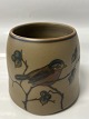 Antik Huset presents: Bornholm pottery, Hjorth, Bowl with bird motif.Height 8 cm.