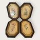 4 older floral motifs in wooden framestotal 600 DKK