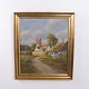 Oil Painting on Canvas with Danish Village Scene, ...