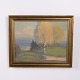 Landscape Painting on Canvas with Birch Trees in Gilt ...