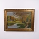 Osted Antik & Design presents: Oil Painting on Canvas with Lake Landscape in Gilt Frame 59 x 79.5 cm