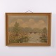Osted Antik & Design presents: Landscape Painting on Canvas with Lake and Ducks in Gilt Frame 55.5 x 75.5 cm