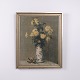 Osted Antik & Design presents: Floral Painting on Canvas with Flowers in Vase in Gilt Frame 62 x 51.5 cm