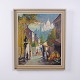 Osted Antik & Design presents: Painting on Canvas with Street Scene in Gilt Frame 72 x 62 cm