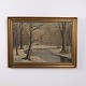 Osted Antik & Design presents: Oil Painting on Canvas with Winter Landscape, Forest and Stream in Gilt Frame ...