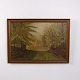 Osted Antik & Design presents: Oil Painting on Canvas with Forest Path and Clearing in Gilt Frame 57 x 79 cm