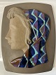 Antik Huset presents: Johannes Hedegaard Relief 2798-160 Royal Copenhagen Ceramics Woman with scarf 32 x 25 cm