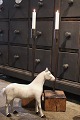 Decorative, old Swedish horse in carved wood with white ...