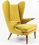 Lundin Antique presents: Stunning, newly upholstered Svend Skipper "Teddy Bear" chair in exquisite yellow ...