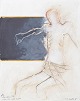 Nis Schmidt, "Ved tavle II", mixed media on paper, ...