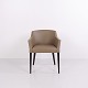 Armchair in Beige Faux Leather and Dark Wood