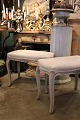 Old rococo stool in wood with a fine gray patinated ...