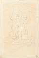Danish artist, nude study, drawing on paper, 1980.