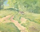 Olle Hjortzberg, landscape, oil on board, listed Swedish ...