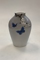 Bing and Grøndahl Vase with Blue Butterflies No. 7777/239