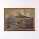 Osted Antik & Design presents: Oil Painting with Landscape, Hill and Tower in Gilt Frame 57 x 77 cm