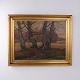 Osted Antik & Design presents: Oil Painting with Forest Landscape and Old Gnarled Trees in Profiled Gilt Frame ...