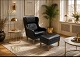 MR Retro Design presents: Exclusive Mogens Hansen MH195 folding chair with stool in black/brown premium leather ...
