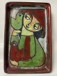 Relief, in glazed ceramic girl with birds, Bornholm ...